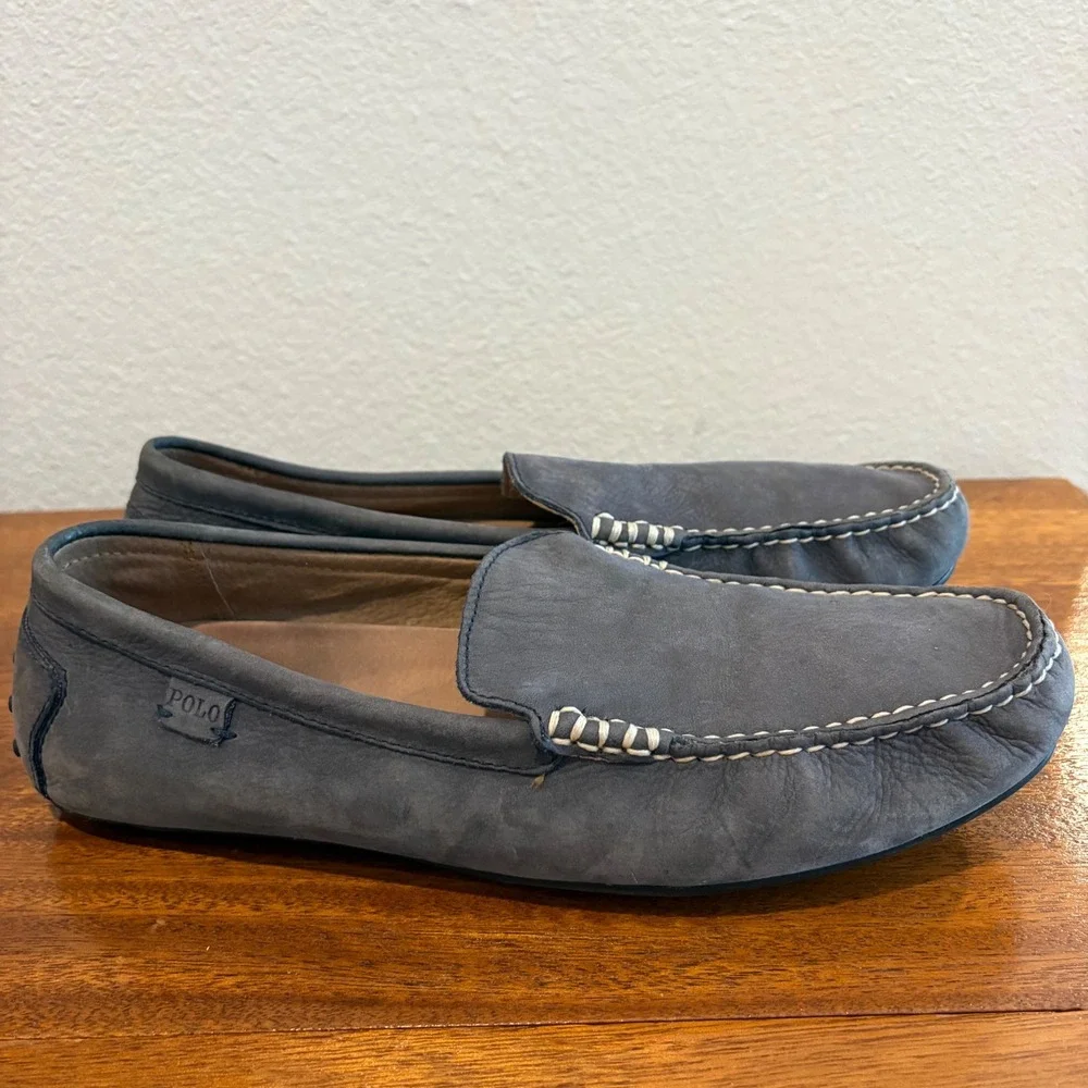 Polo Ralph‎ Lauren Driving Loafers Blue Leather Men Size 11.5 D Woodley Moccasin - Picture 8 of 11